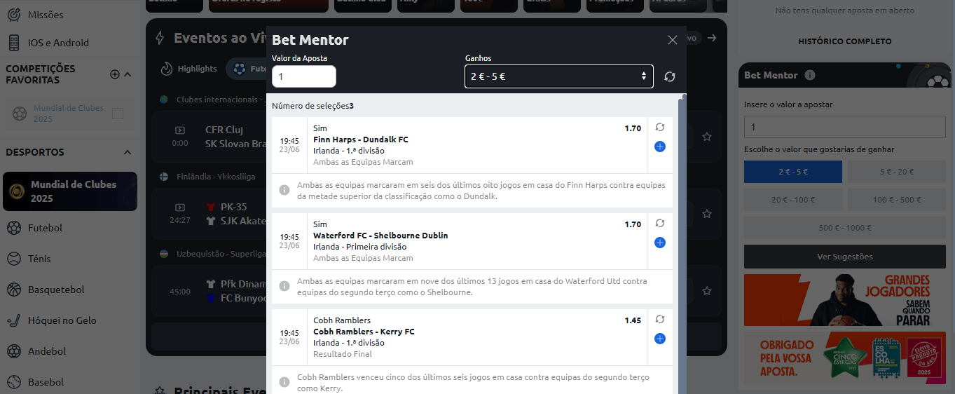 Betmentor da Betano