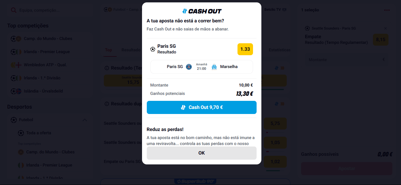 Cash Out nas casas de apostas